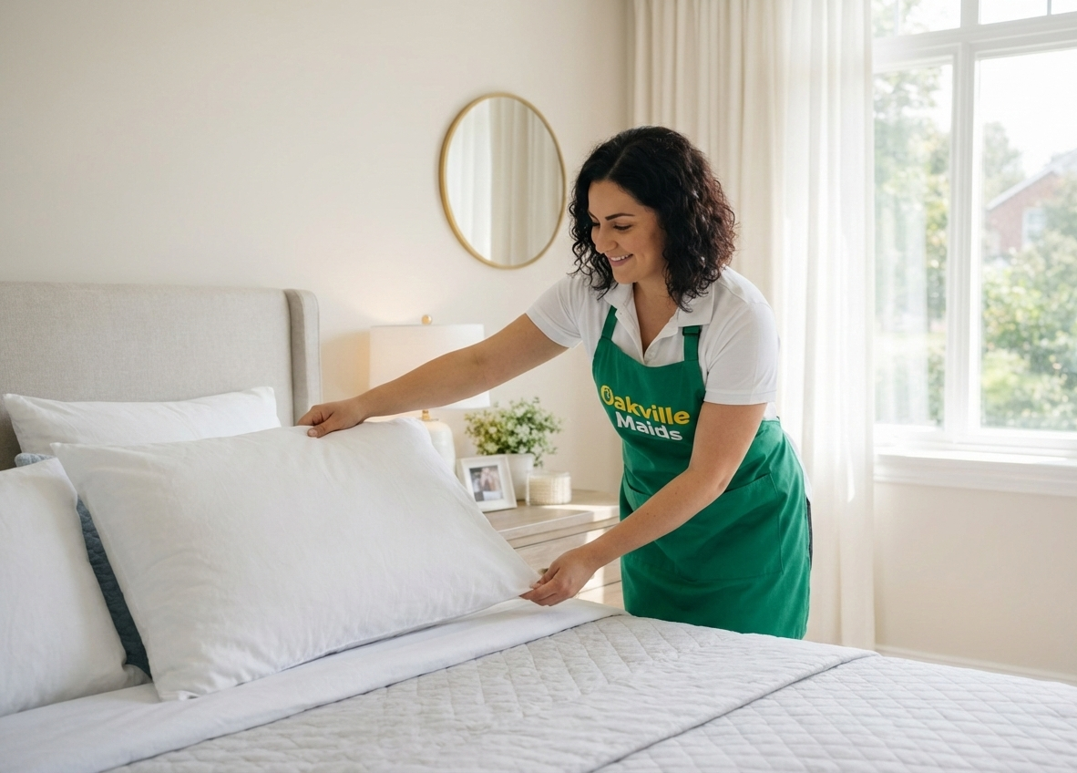 House Cleaner Making Bed